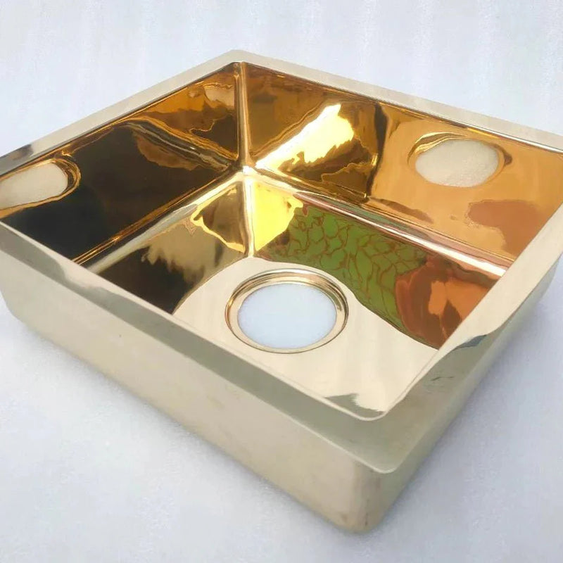 Designing a Kitchen Around One Statement Material featuring Unlacquered Brass Single Bowl Kitchen Sink