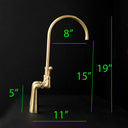 Prestige brass bridge faucet – side view showing bridge design