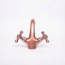 Antique copper vanity faucet – installed on bathroom vanity with vessel sink