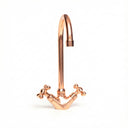 Copper gooseneck faucet – side profile showing arc height