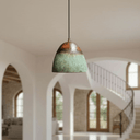 Oxidized green patina copper bell pendant artisan ceiling light – Brass For Homes
