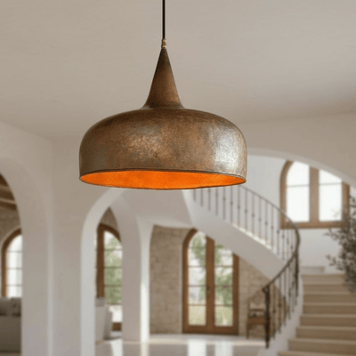 Aged copper dome pendant light with vintage patina – kitchen ceiling fixture – Brass For Homes