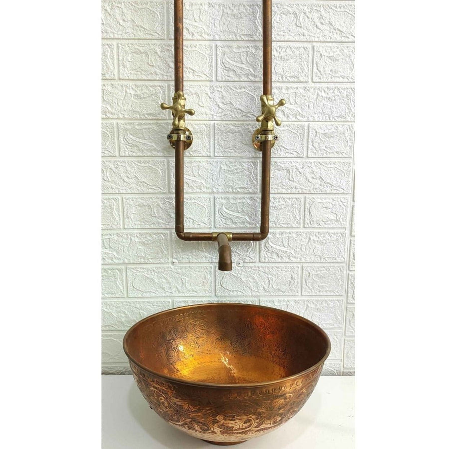 Antique Copper Wall Mount Faucet Sink wall mount faucet for wall-mounted sink layouts, bathrooms, kitchens, and compact wash spaces - view 1