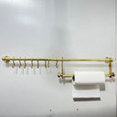 Unlacquered Brass Pot Rack With Tissue Holder kitchen hardware for cabinets, drawers, sinks, drains, pot rails, and kitchen utility areas - view 2