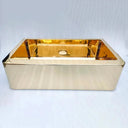 Unlacquered brass farmhouse apron-front kitchen sink – front view
