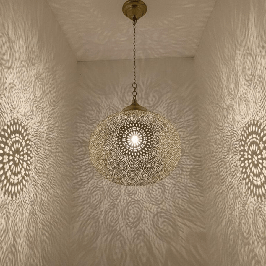 Brass Pendant Light – Boho Hanging Lamp with Intricate Shadow Patterns pendant light for kitchen islands, dining rooms, vanities, and warm artisan interiors - view 1