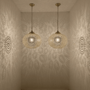 Moroccan boho brass ceiling lamp overhead view showing shadow projection – Brass For Homes