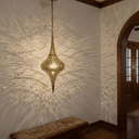 Brass pierced pendant light – close-up of intricate pierced design