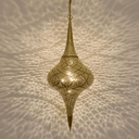 Brass pierced pendant light – boho ceiling fixture with artistic shadow patterns