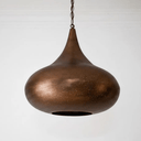 Brass perforated pendant light – close-up of dome structure and finish