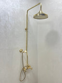 Unlacquered Brass Rain Shower shower system for primary bathrooms, guest bathrooms, walk-in showers, and classic bath renovations - view 5