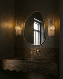 Brassy Gold Organik Mirror - Unlacquered Solid Brass wall mirror for bathrooms, entryways, dressing rooms, and decorative wall styling - view 2