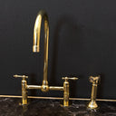 Unlacquered brass bridge faucet – three-hole installation top view