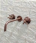 Engraved Copper Wall Mounted Faucet wall mount faucet for wall-mounted sink layouts, bathrooms, kitchens, and compact wash spaces - view 1