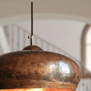 Hammered Copper Dome Pendant – Oxidized Rustic Ceiling Light for Kitchens - Brass For Homes - 