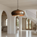 Hammered Copper Dome Pendant – Oxidized Rustic Ceiling Light for Kitchens - Brass For Homes - 