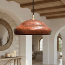 Copper Pendant Light – Rustic Dome Ceiling Fixture for Kitchen Island - Brass For Homes - 