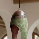 Green Patina Copper Pendant – Oval Cutout Ceiling Light for Rustic Decor - Brass For Homes - 