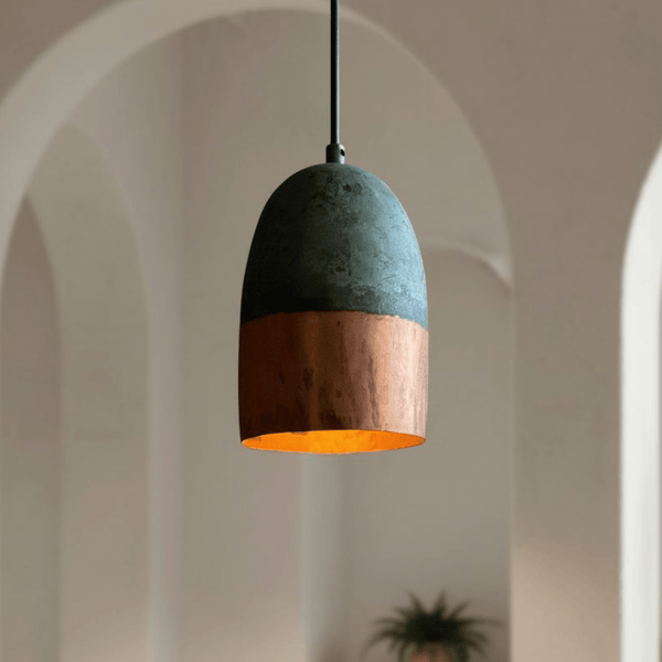 Green Patina Pendant for Vintage Dining or Bar Lighting - Brass For Homes - 