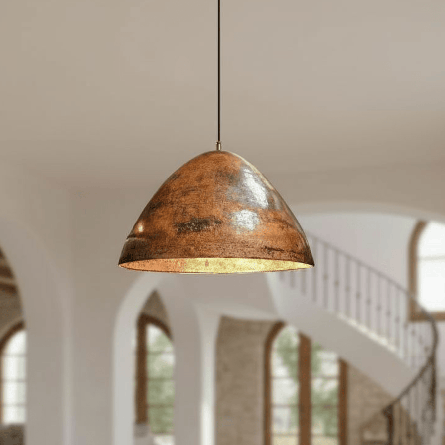 Hammered Copper Dome Pendant – Rustic Ceiling Light for Kitchen Islands pendant light for kitchen islands, dining rooms, vanities, and warm artisan interiors - view 1