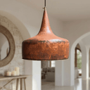 Hammered Copper Flared Dome Pendant – Rustic Ceiling Light - Brass For Homes - 