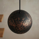 Handcrafted Copper Sphere Pendant Light – Dark Patina Ceiling Lamp Pendant Lighting detail view 3
