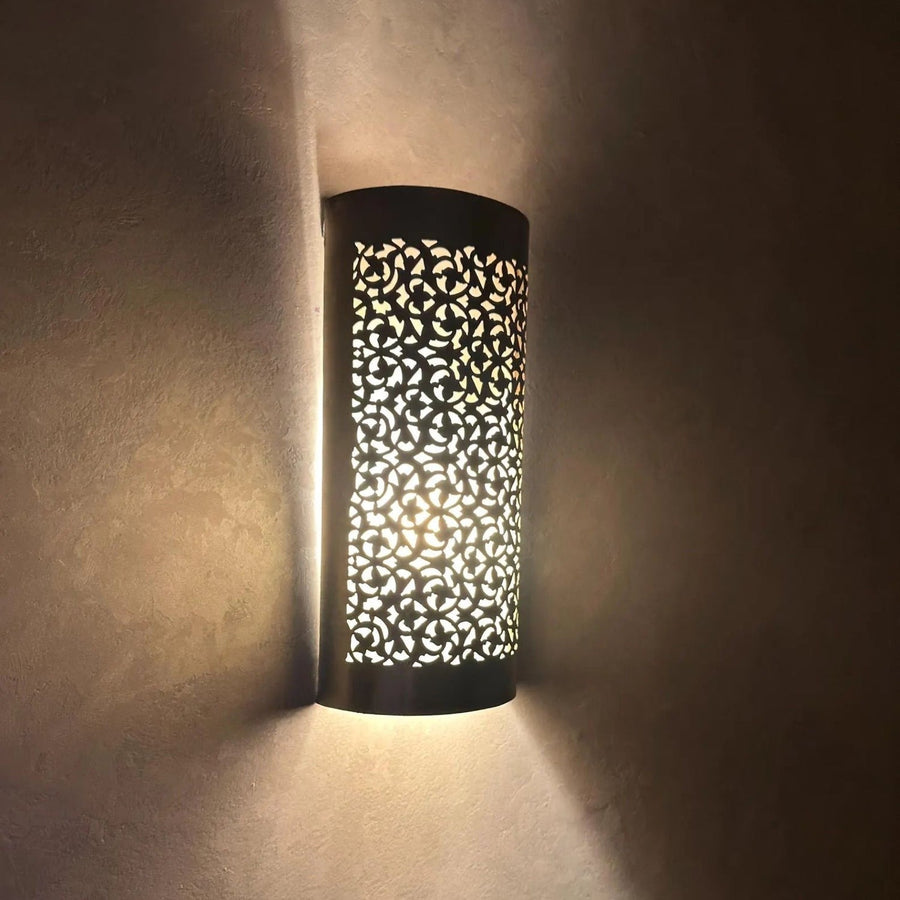 Handcrafted Cylindrical Brass Wall Sconce – Moroccan Filigree Light pendant light for kitchen islands, dining rooms, vanities, and warm artisan interiors - view 1