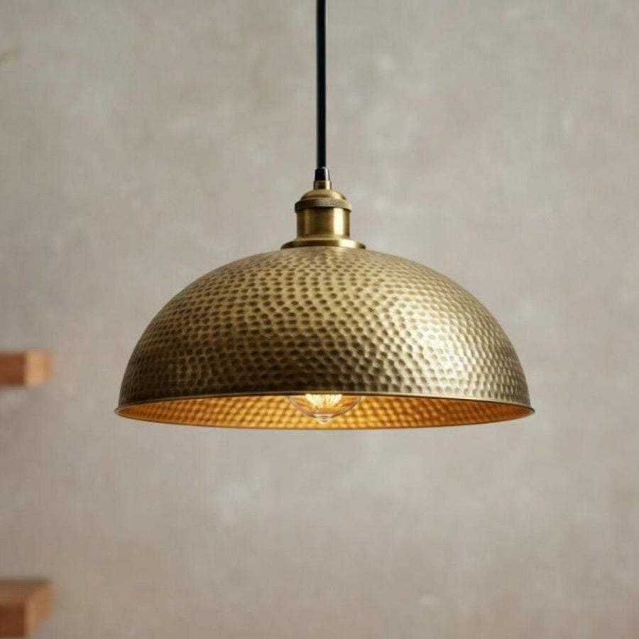 Handcrafted Hammered Brass Pendant Light – Industrial Rustic Ceiling Lamp pendant light for kitchen islands, dining rooms, vanities, and warm artisan interiors - view 1