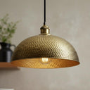 Handcrafted Hammered Brass Pendant Light – Industrial Rustic Ceiling Lamp pendant light for kitchen islands, dining rooms, vanities, and warm artisan interiors - view 3