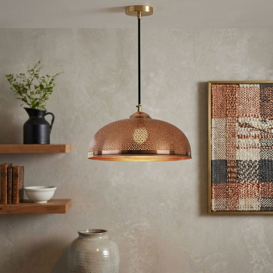 Handcrafted Hammered Copper Dome Pendant Light – Moroccan Ceiling Lamp pendant light for kitchen islands, dining rooms, vanities, and warm artisan interiors - view 1