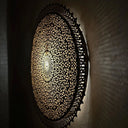 Handcrafted Round Brass Wall Light – Moroccan Engraved Sconce Pendant Lighting detail view 4