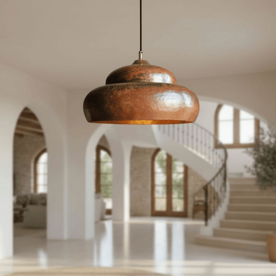 Hammered solid copper farmhouse dome pendant ceiling light — Brass For Homes