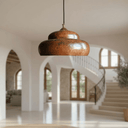 Hammered Solid Copper Pendant – Rustic Dome Ceiling Light for Farmhouse - Brass For Homes - 