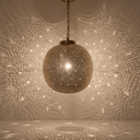 Brass globe pendant light with pierced Moroccan pattern in boho interior – Brass For Homes
