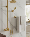 Luxury Copper Outdoor Shower with Rainfall Head – Solid Brass & Gold System Shower Systems detail view 6
