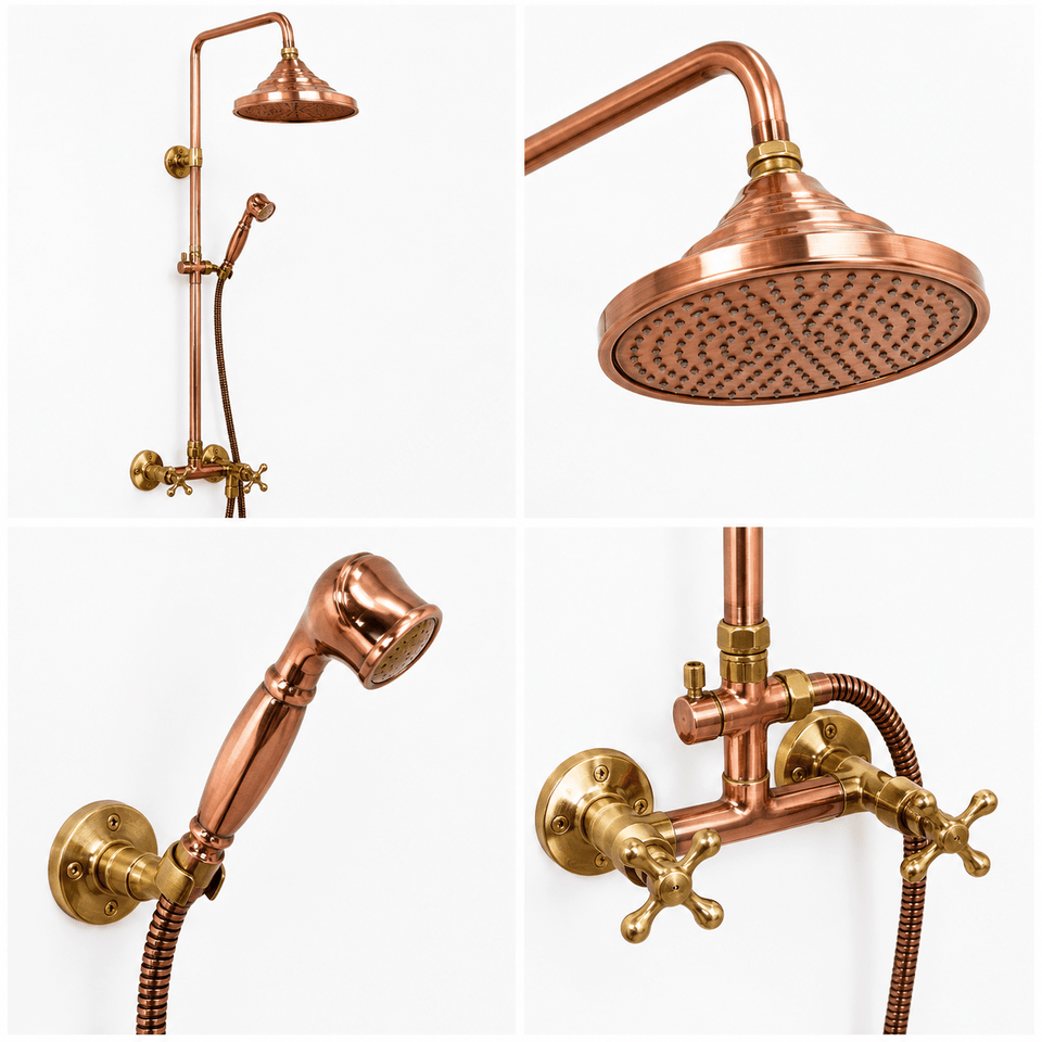 Luxury Unlacquered Solid copper shower, outdoor shower Shower Systems product photo