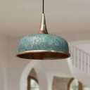 Green patina copper dome pendant light rustic farmhouse ceiling fixture – Brass For Homes