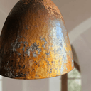 Oxidized copper dome pendant close-up showing aged patina – Brass For Homes