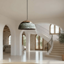 Green Patina Copper Dome Pendant – Oxidized Ceiling Light for Farmhouse - Brass For Homes - 