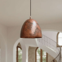 Rustic copper dome pendant with hammered finish – handcrafted farmhouse ceiling light – Brass For Homes