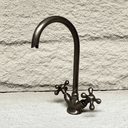 Solid Brass Aged Bronze Gooseneck Bathroom Faucet bathroom faucet for bathroom vanities, powder rooms, basin sinks, and vintage-inspired wash spaces - view 1