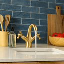 Solid Brass Single-Hole Bathroom Faucet – Classic Cross Handles bathroom faucet for bathroom vanities, powder rooms, basin sinks, and vintage-inspired wash spaces - view 1