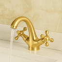 Solid Brass Single-Hole Bathroom Faucet – Classic Cross Handles Bathroom Faucets detail view 2