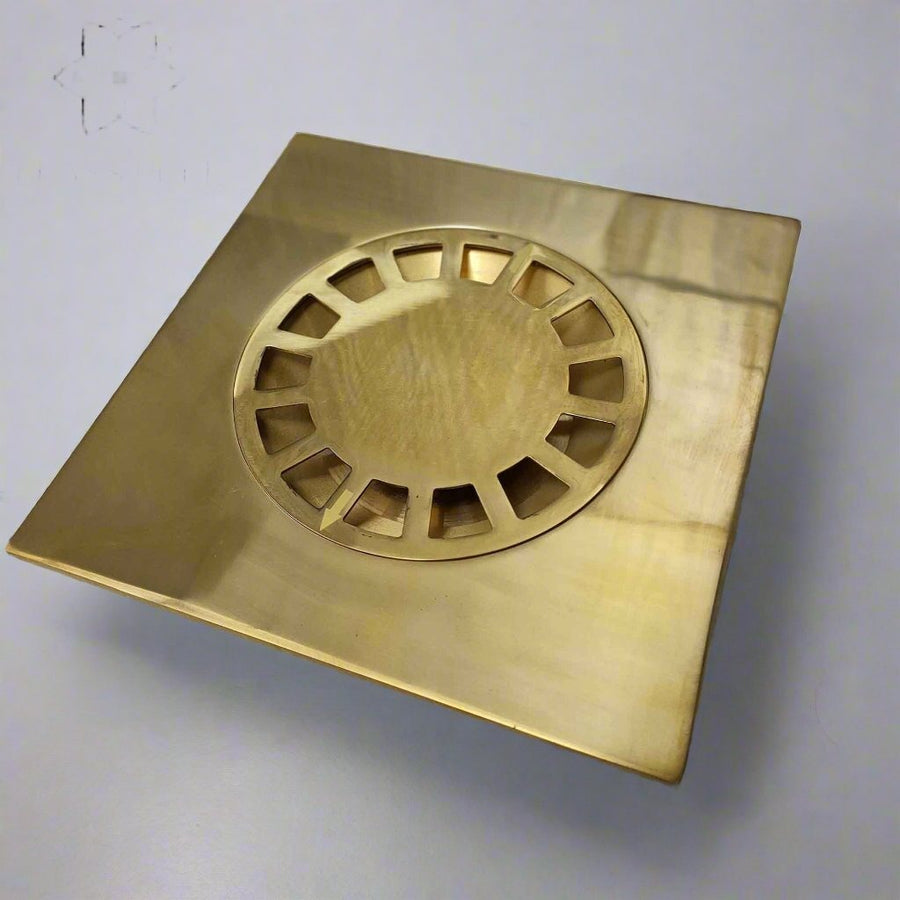 Unlaqauerd Brass Floor Drain - Square Shower Drain shower system for primary bathrooms, guest bathrooms, walk-in showers, and classic bath renovations - view 1