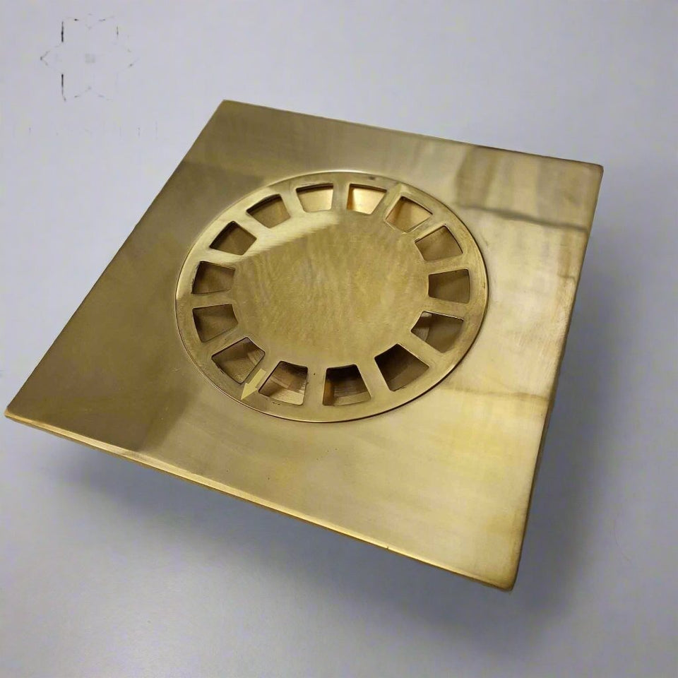 Unlaqauerd Brass Floor Drain - Square Shower Drain shower system for primary bathrooms, guest bathrooms, walk-in showers, and classic bath renovations - view 1