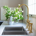 Unlacquered Natural Brass Kitchen Faucet kitchen faucet for kitchen sinks, prep sinks, bridge faucet layouts, and farmhouse kitchens - view 1