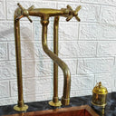 Antique Brass Kitchen Faucet With Long Legs kitchen faucet for kitchen sinks, prep sinks, bridge faucet layouts, and farmhouse kitchens - view 4