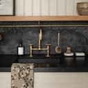 Unlacquered Brass Ball Center Kitchen Faucet kitchen faucet for kitchen sinks, prep sinks, bridge faucet layouts, and farmhouse kitchens - view 1