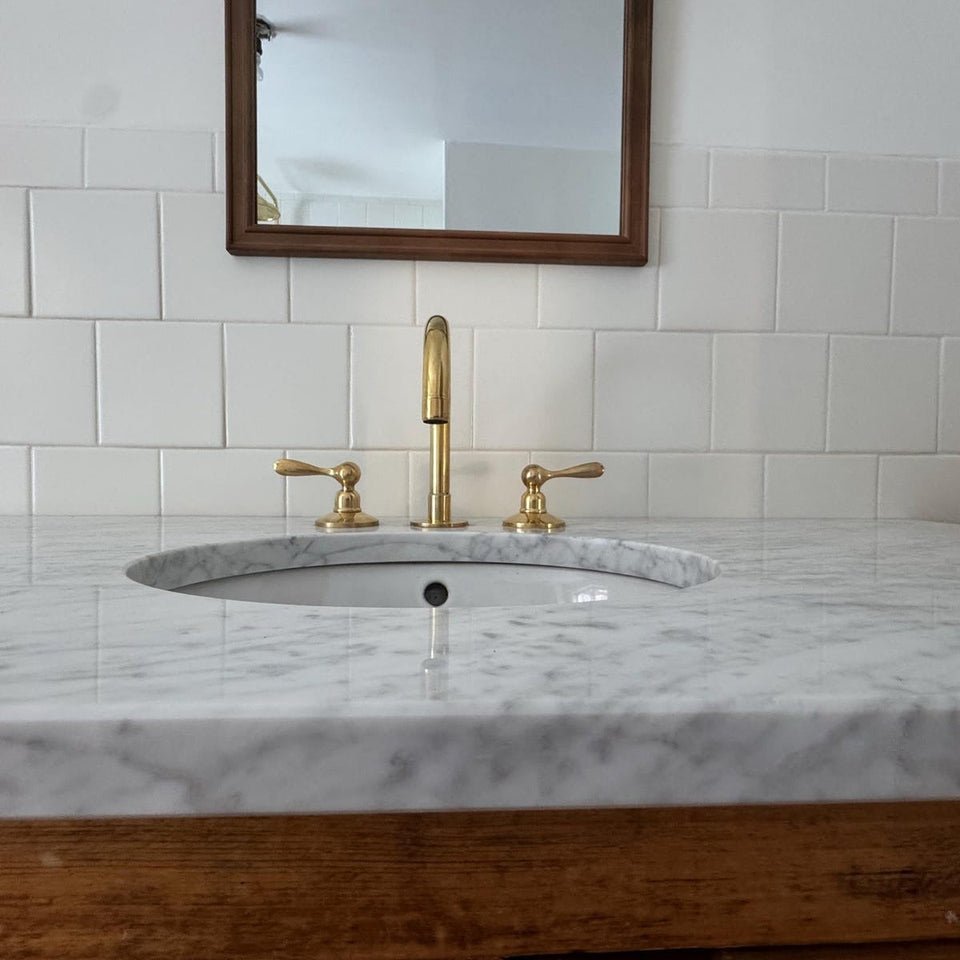 Unlacquered Brass Deck Mounted Faucet Bathroom Faucets product photo
