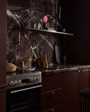 Unlacquered brass polished bridge faucet – overhead spout and handle view – Brass For Homes